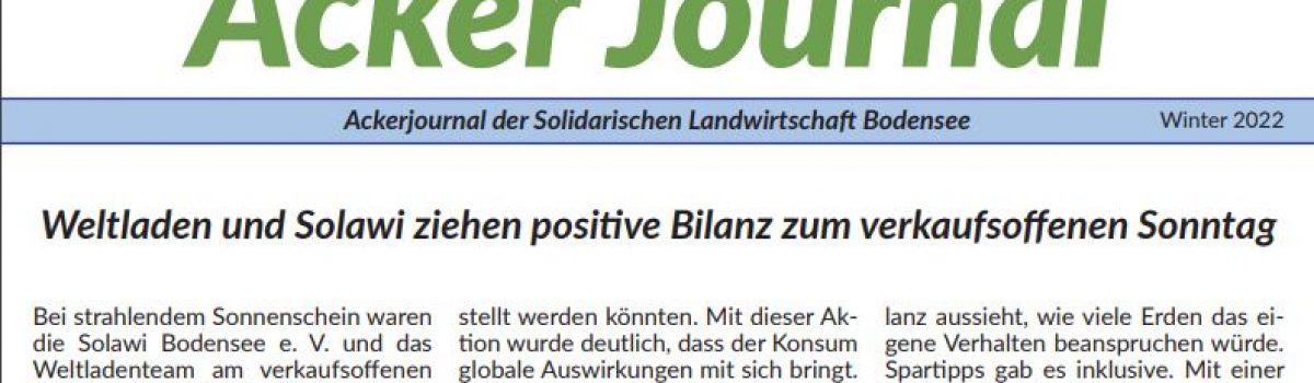 Ackerjournal der Solawi Bodensee e.V. – Winter 2022